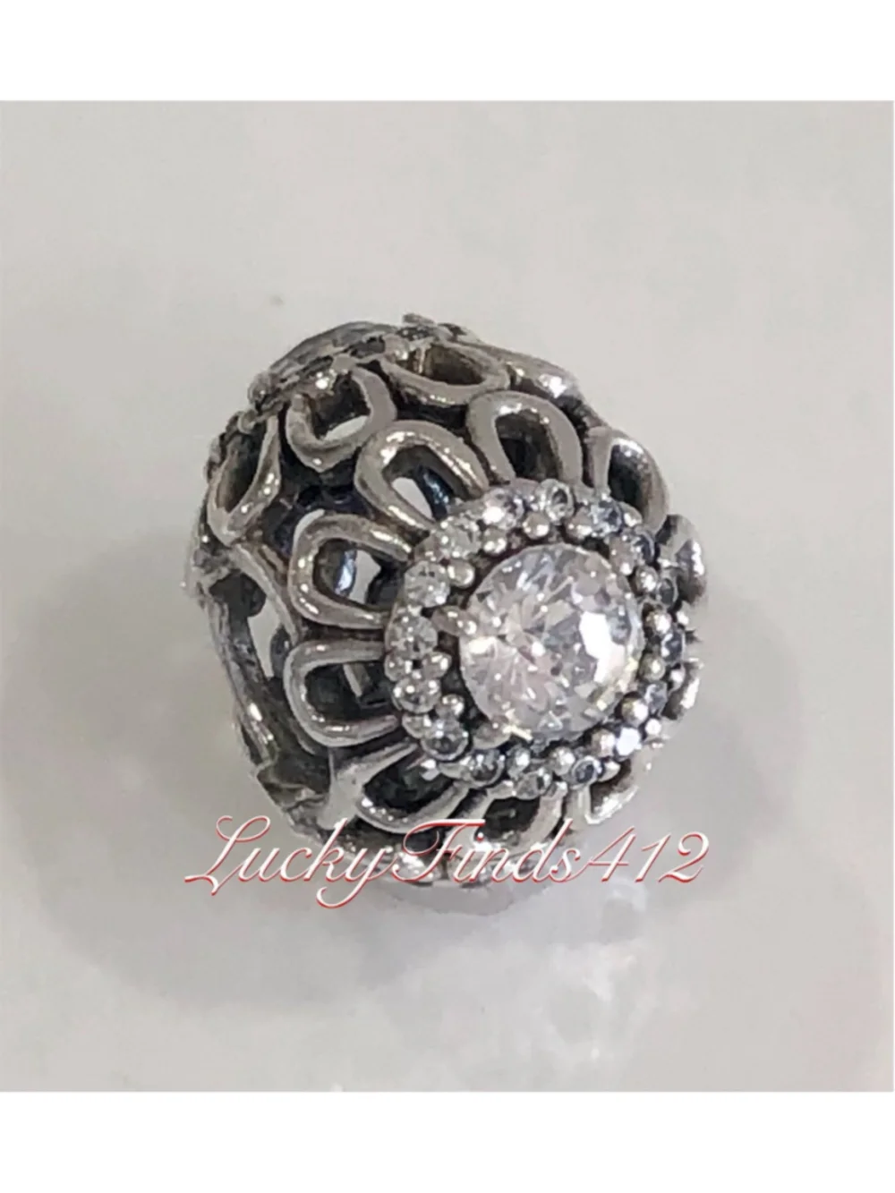 Authentic Pandora Floral Brilliance Charm Retired Pandora Charm